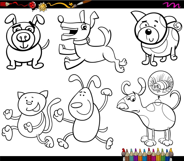 Desenhos animados kawaii cachorro página para colorir imagem vetorial de  izakowski© 27993369