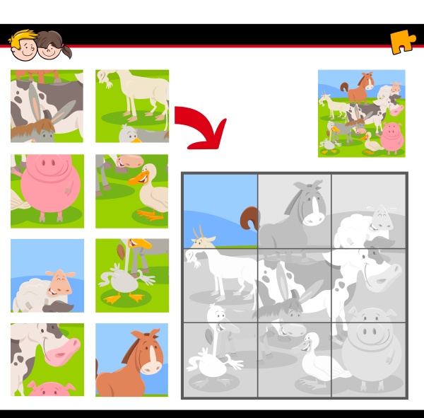 Jogo de quebra-cabeça com pássaros engraçados, personagens animais