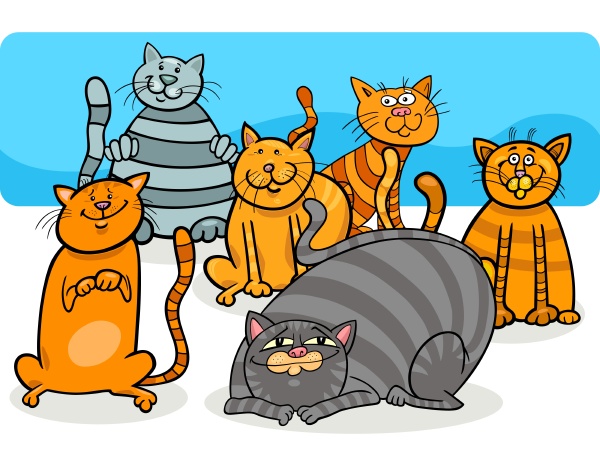 Grupo gatos no parque desenho animado ilustração imagem vetorial de  izakowski© 331903648