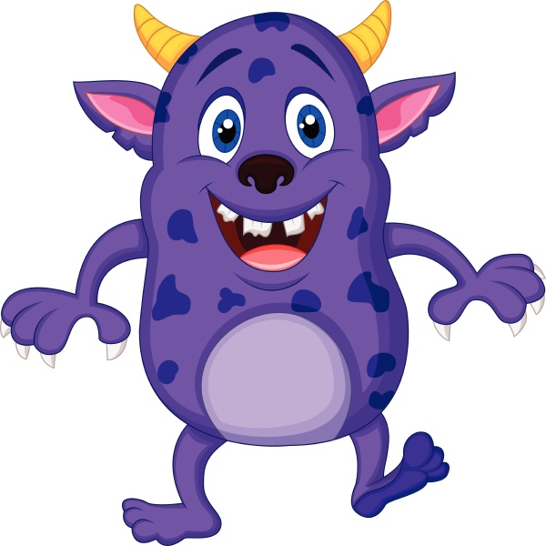 personagem monstro de desenho animado fantasia roxo - Stockphoto