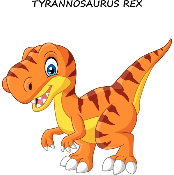 Ilustração bonito dos desenhos animados do tyrannosaurus rex. dinossauro t- rex isolado no fundo branco