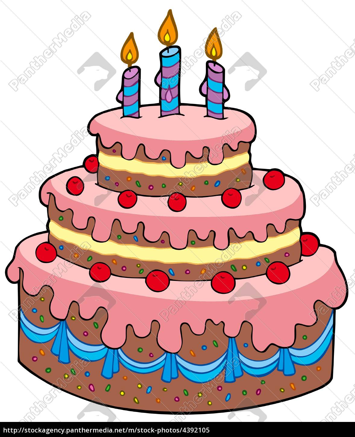 Clipart colorido de desenho animado de bolo de aniversário