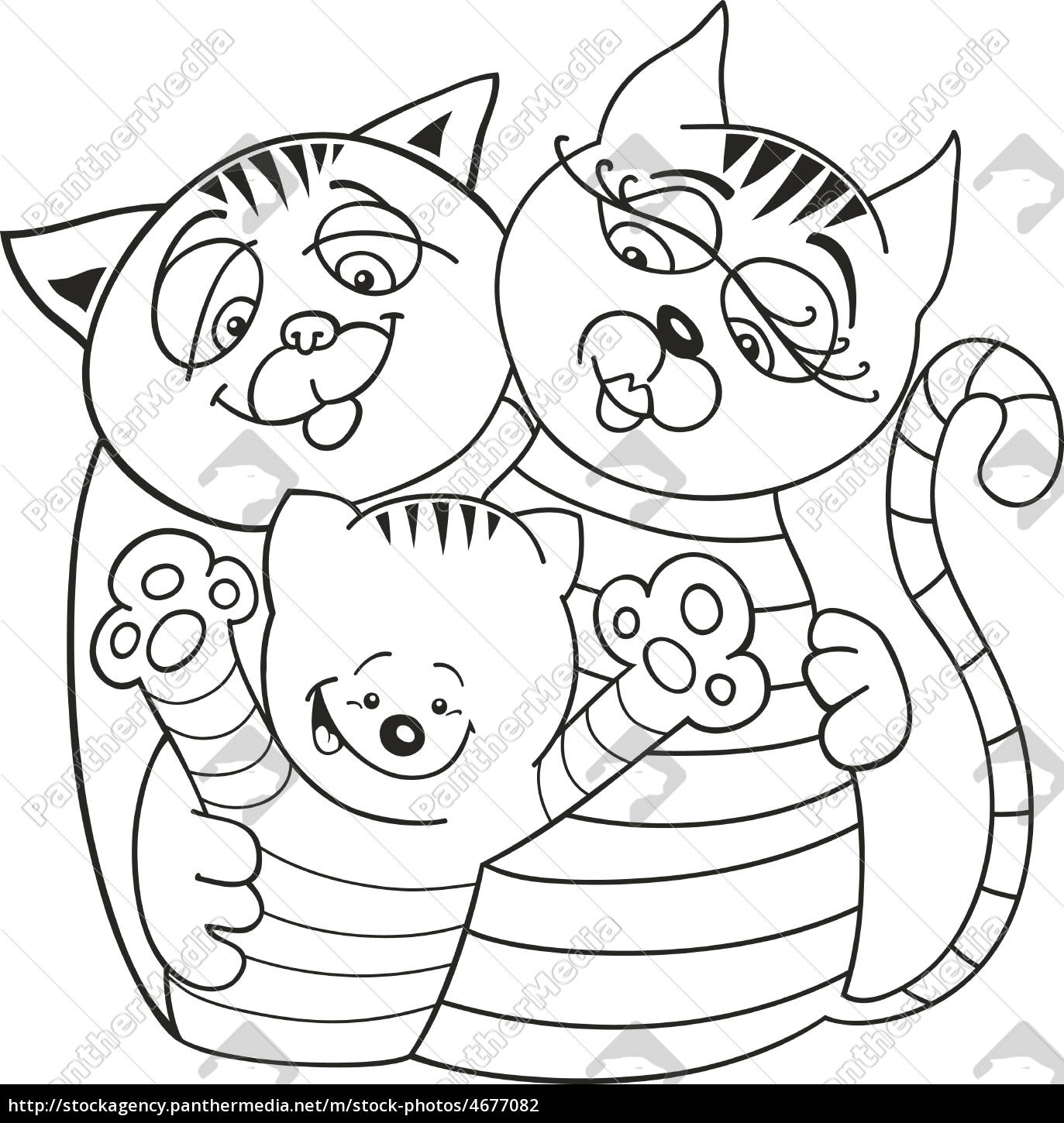 Desenho de casal de gatos para colorir