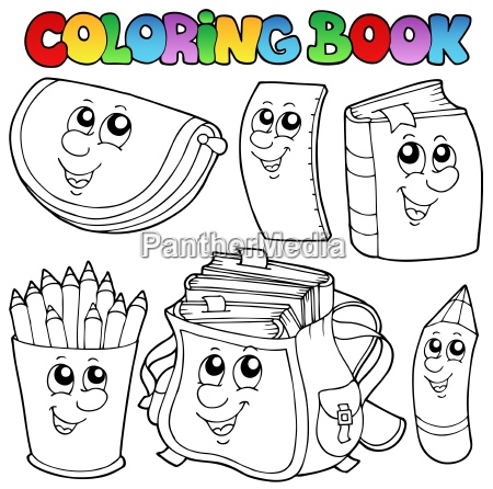 livro de colorir desenhos animados da escola 1 - Fotos de arquivo #5292923  | Banco de Imagens Panthermedia