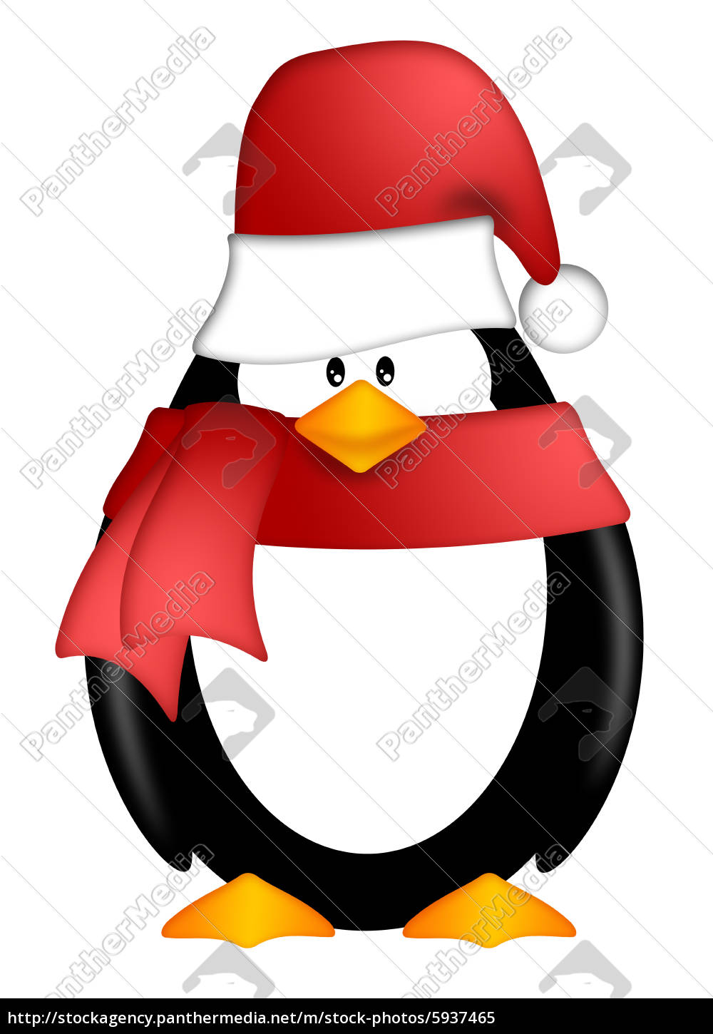 Pinguim fofo com chapéu de papai noel desenho animado de natal