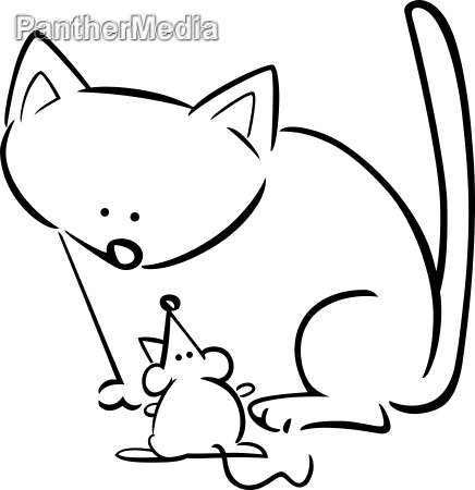 Desenho e Imagem Gato de Desenho Animado Rato para Colorir e