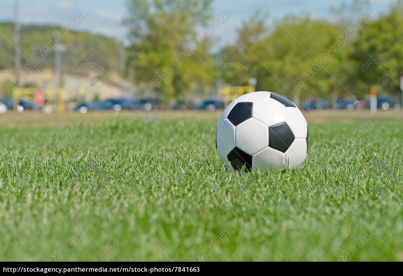 Bola De Futebol No Campo De Jogos Da Grama Verde Imagem de Stock