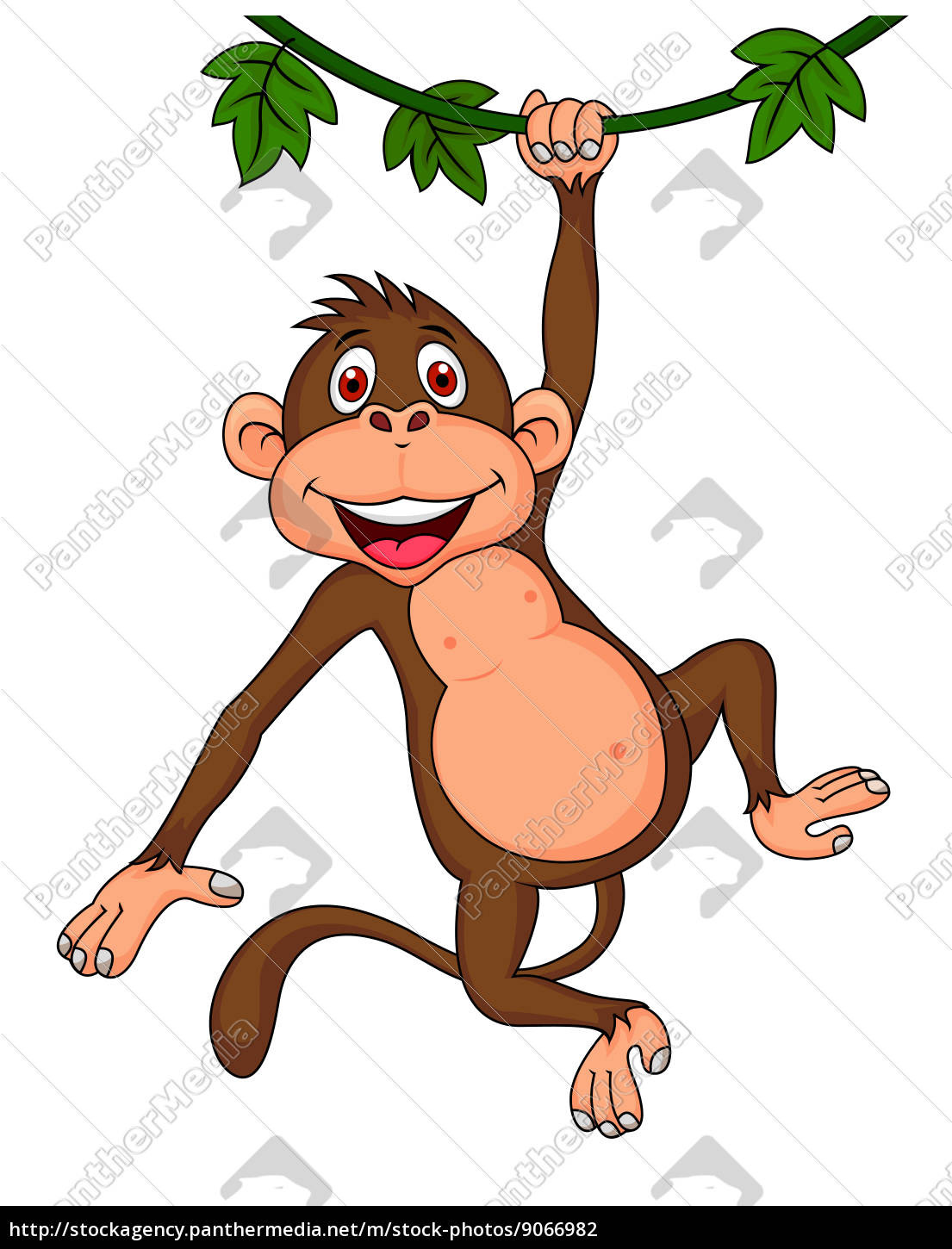desenho de macaco bonito pendurado - Stockphoto #9066982