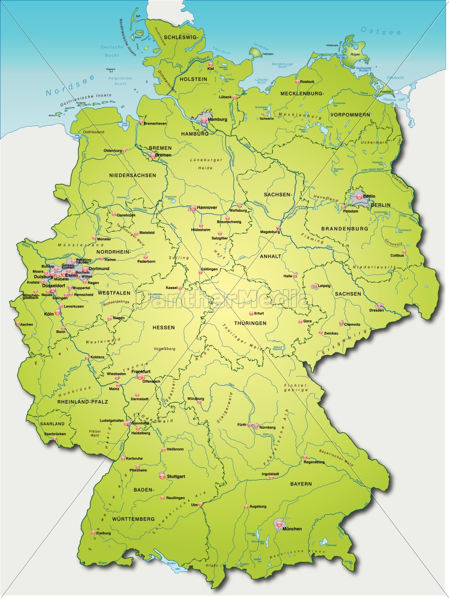 mapa de germany como o mapa da vista geral no verde - Fotos de arquivo ...