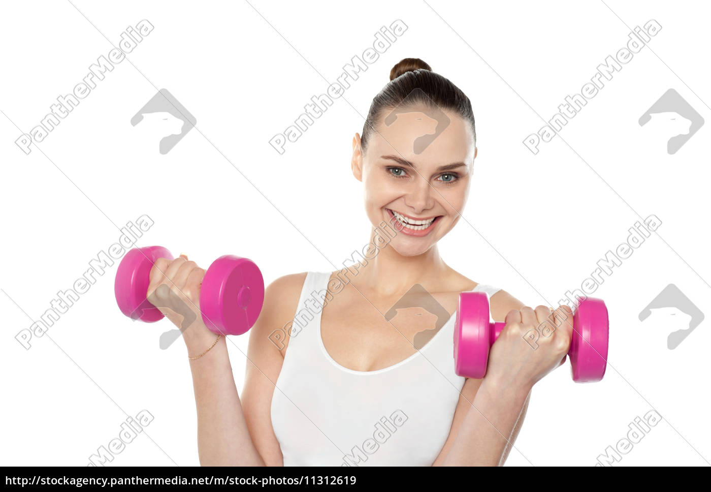 Fitness mulher levantando halteres . fotos, imagens de