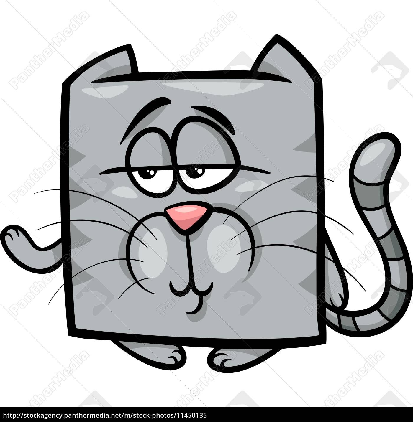 Desenho de gato cinza fofo, Vetor Premium