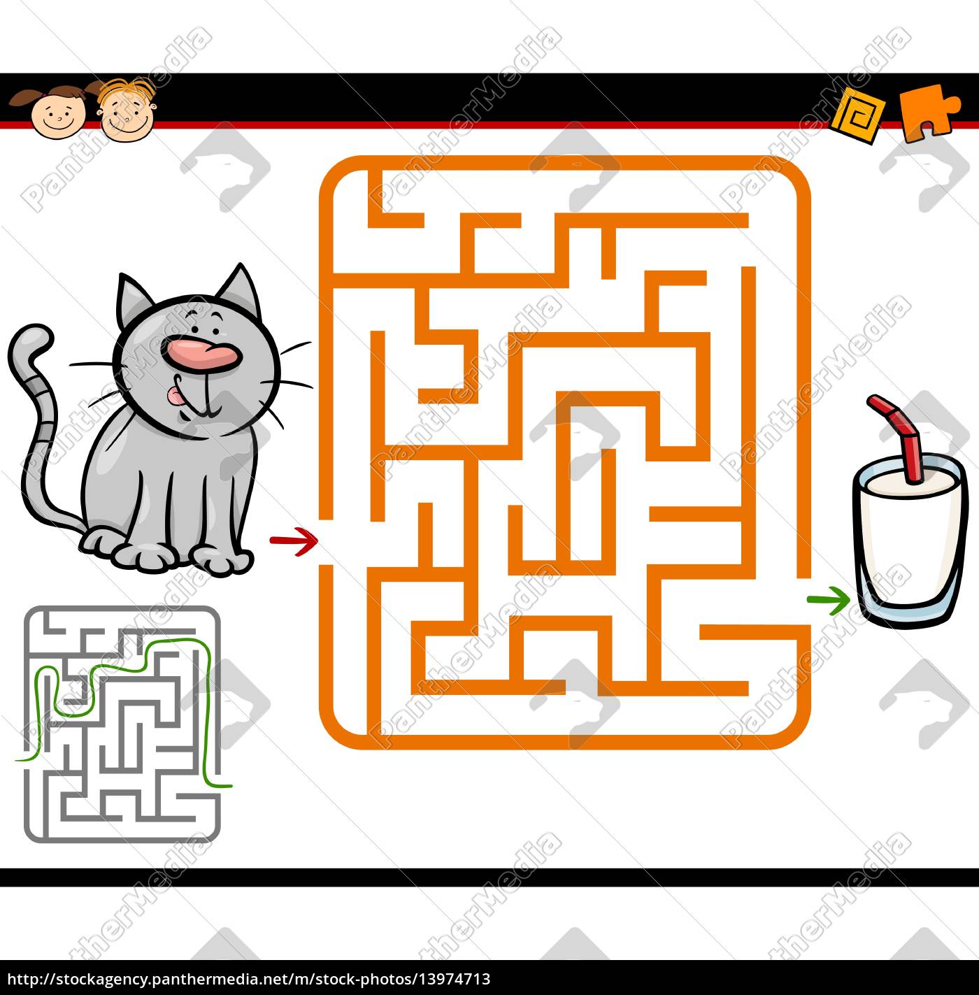 Labirinto jogo gatos encontrar caminho para o leite