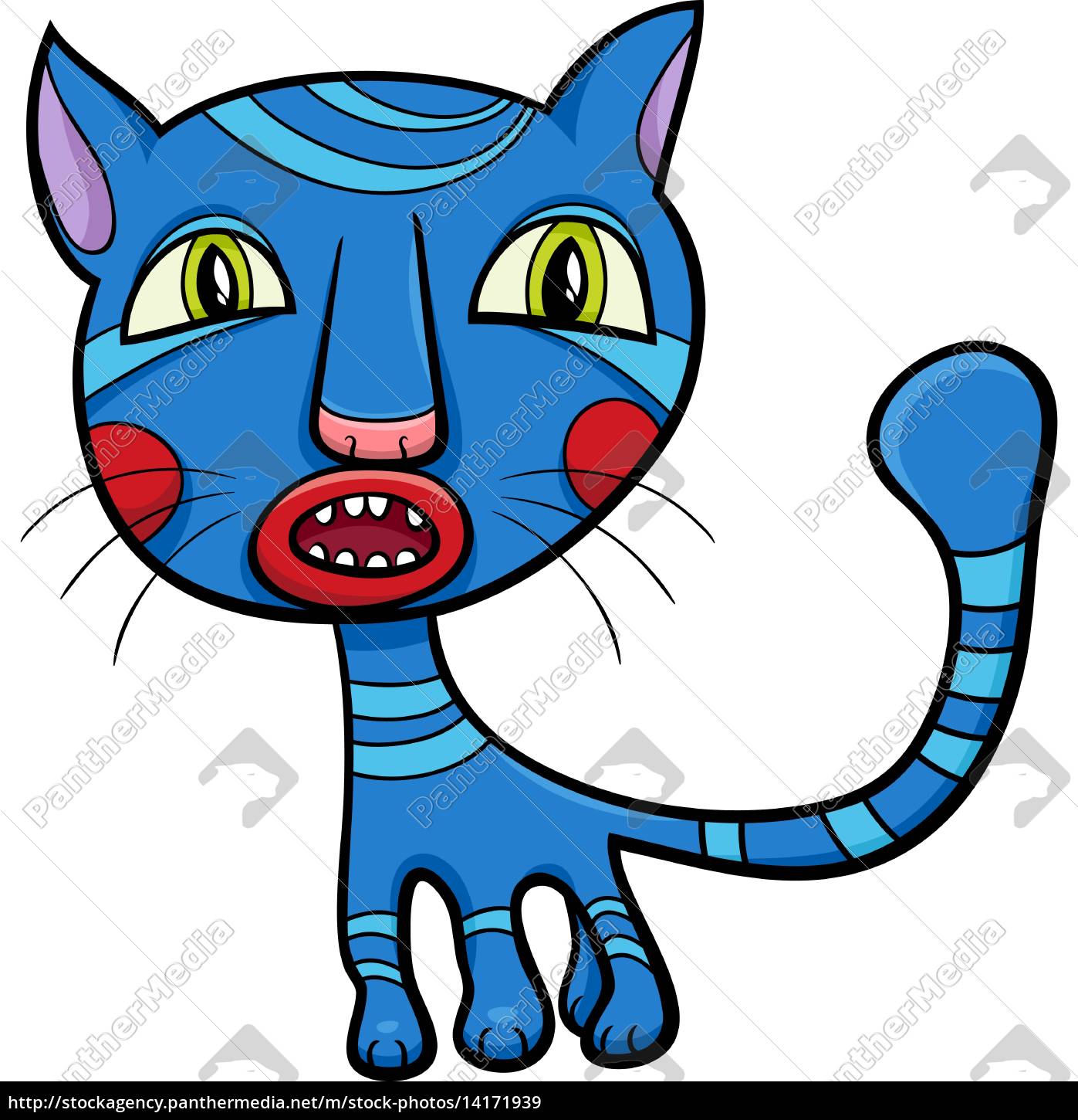 Desenhos animados das suiças do cão do gatinho do gato, azul