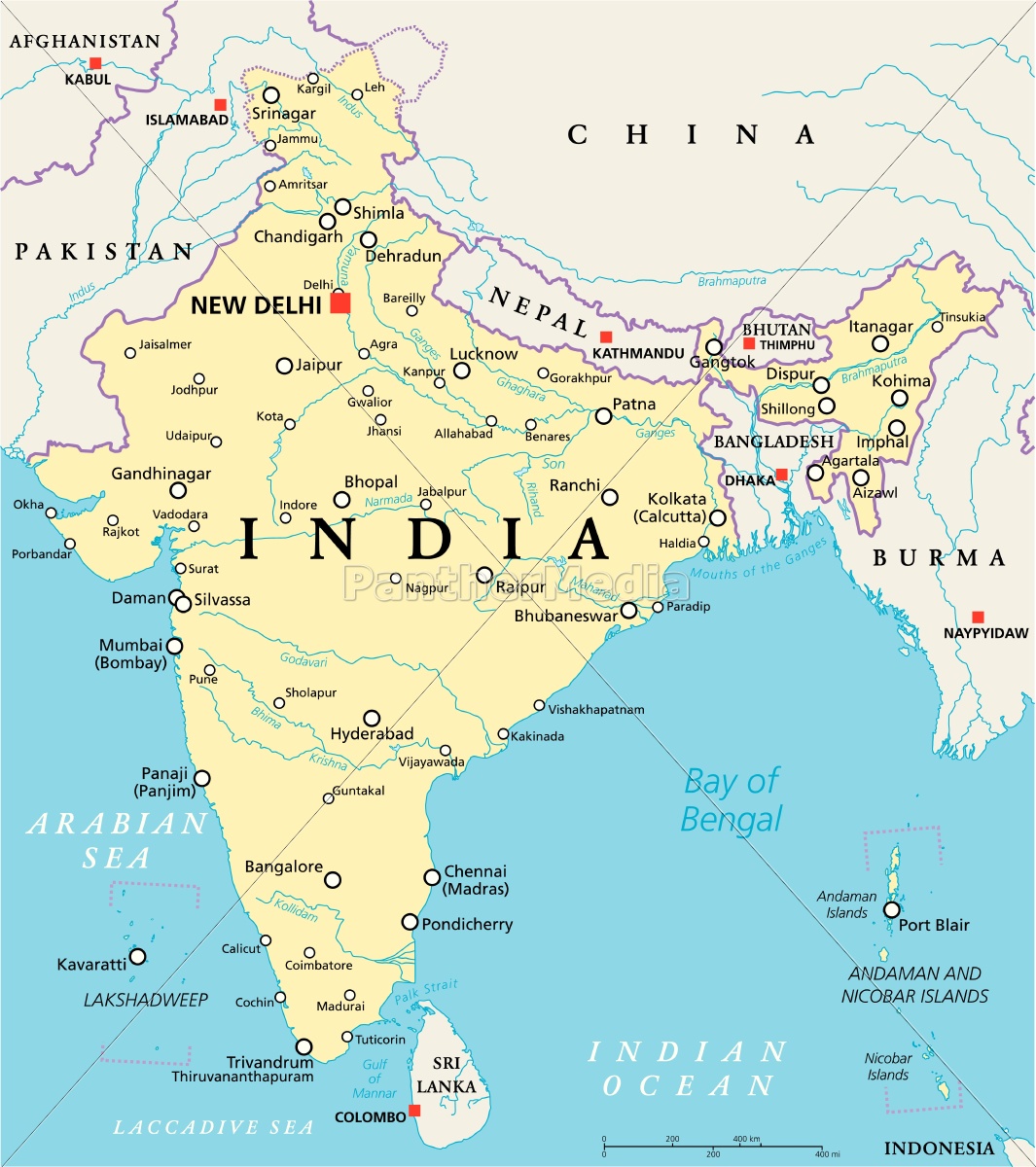 Mapa político da Índia - Stockphoto #14599689 | Banco de Imagens