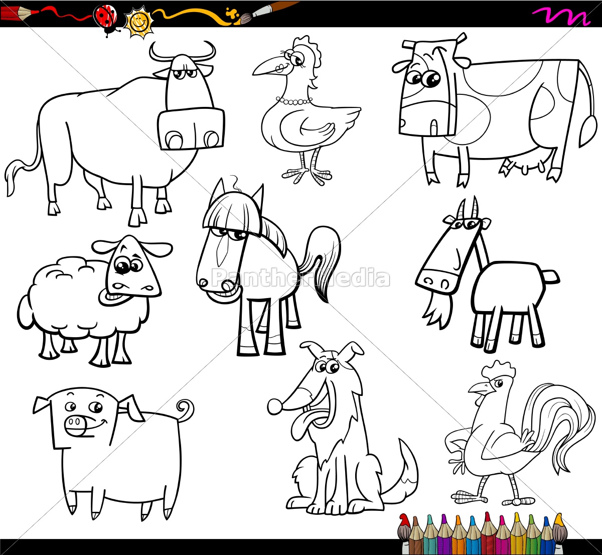 Desenhos para colorir dos animais da fazenda: galo e galinha!