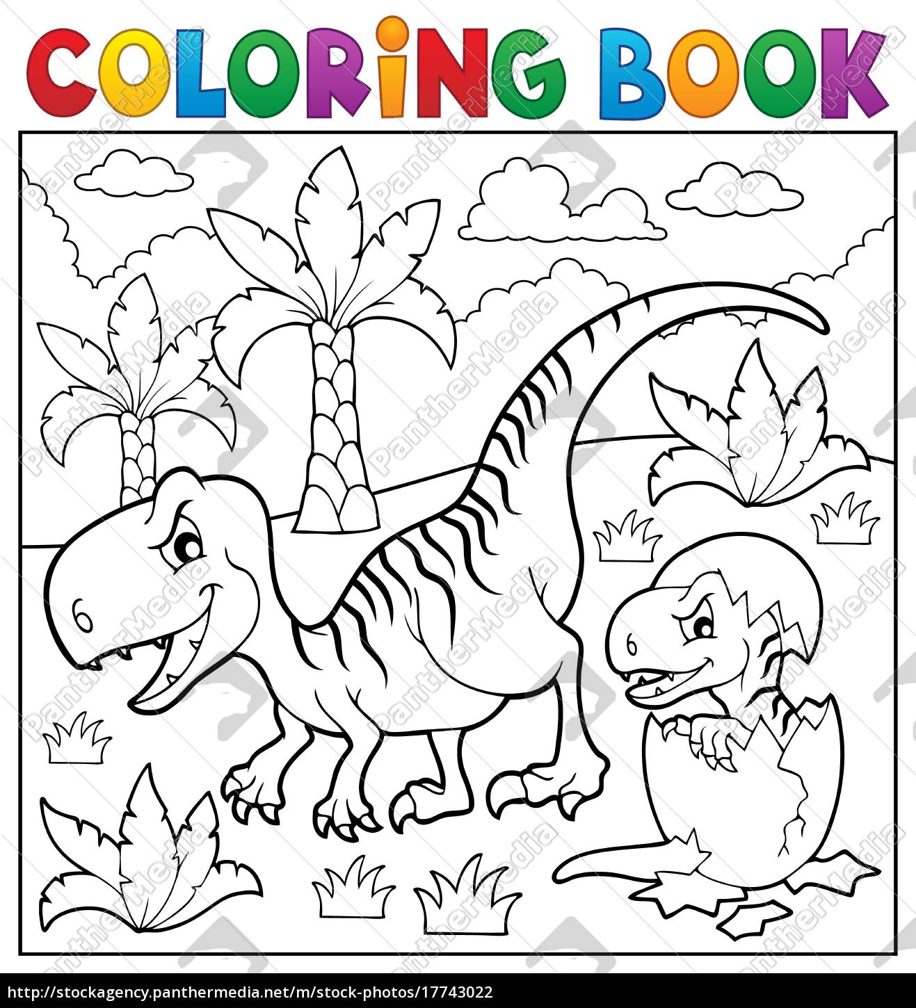 Página Do Livro De Cores Do Contorno Do Dinossauro T Rex