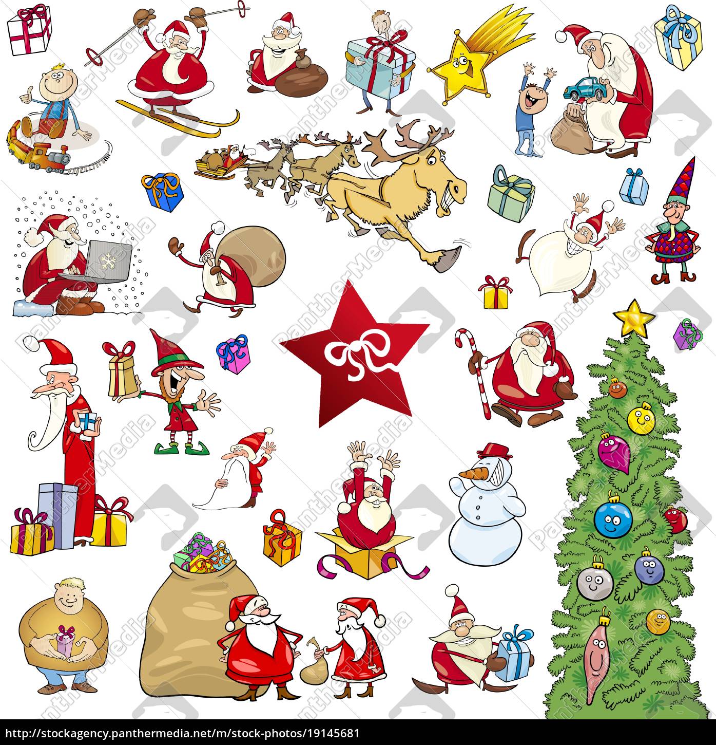 Natal elementos dos desenhos animados imagem vetorial de watcartoon©  90710528