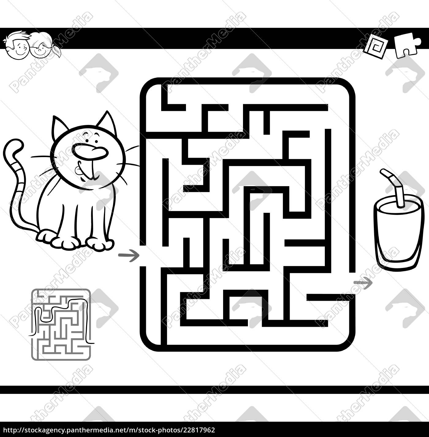 Encontre o caminho do jogo de labirinto com gatos ou gatinhos de desenho  animado