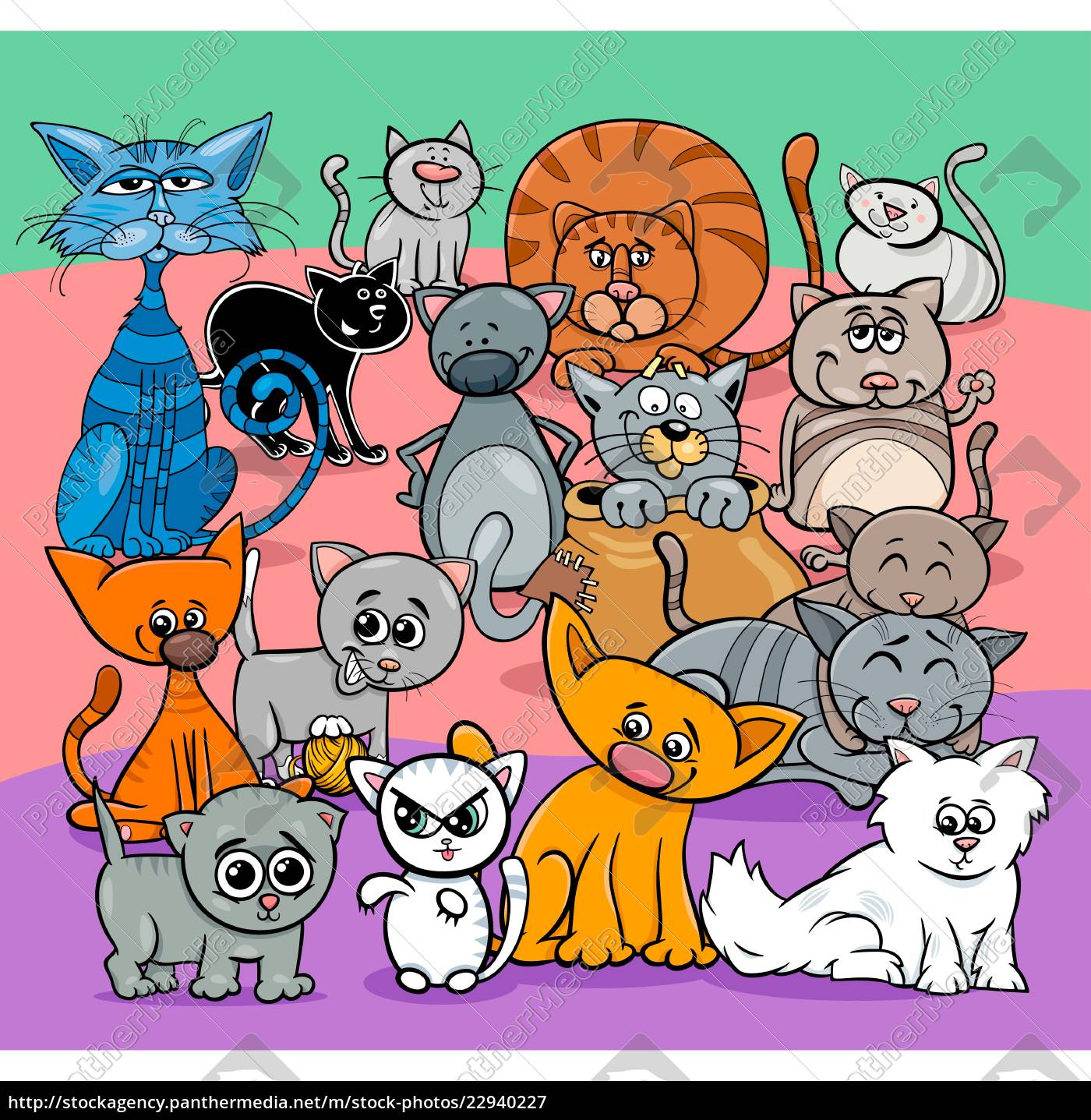 quadrinhos gatos grupo personagens de desenho animado - Fotos de arquivo  #22940227