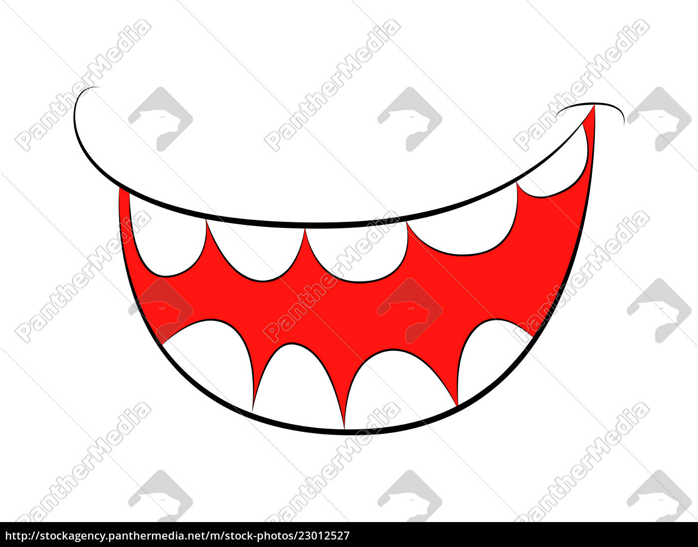 Sorriso Dos Desenhos Animados, Boca Aberta, Lábios Com Dentes E