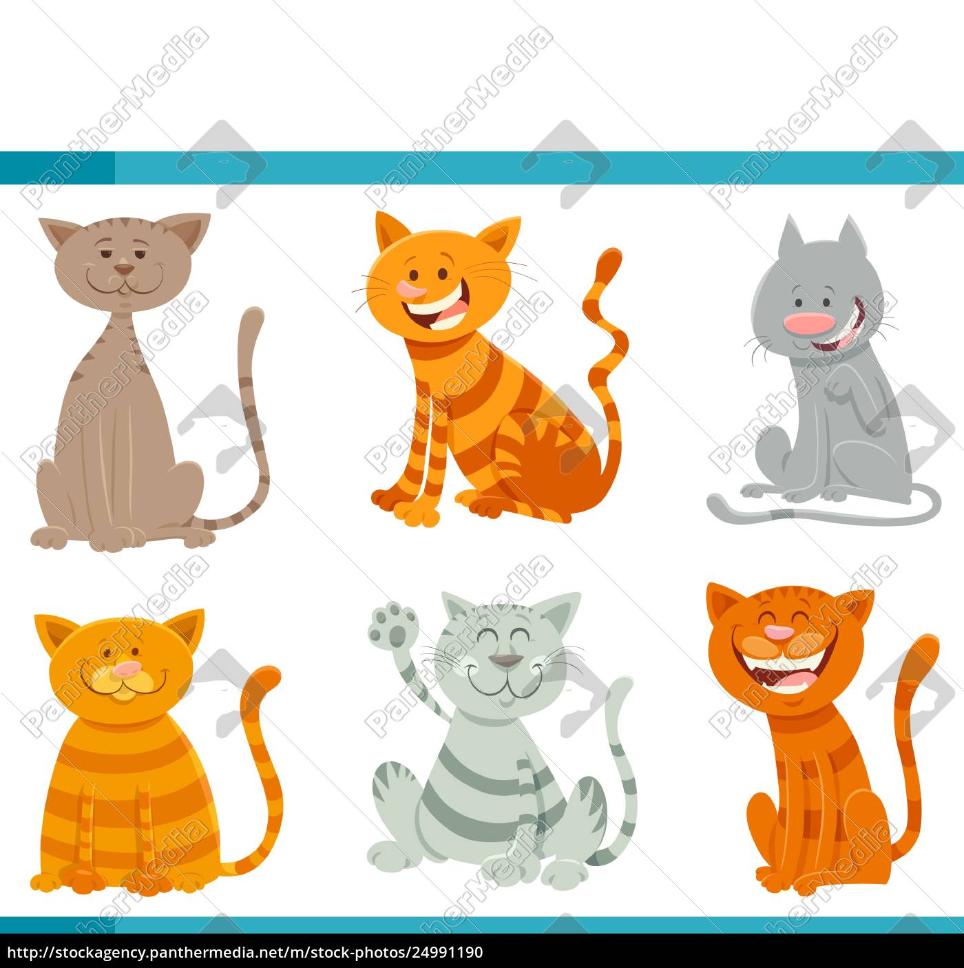 Conjunto de personagens de quadrinhos engraçados de gatos e gatinhos dos desenhos  animados