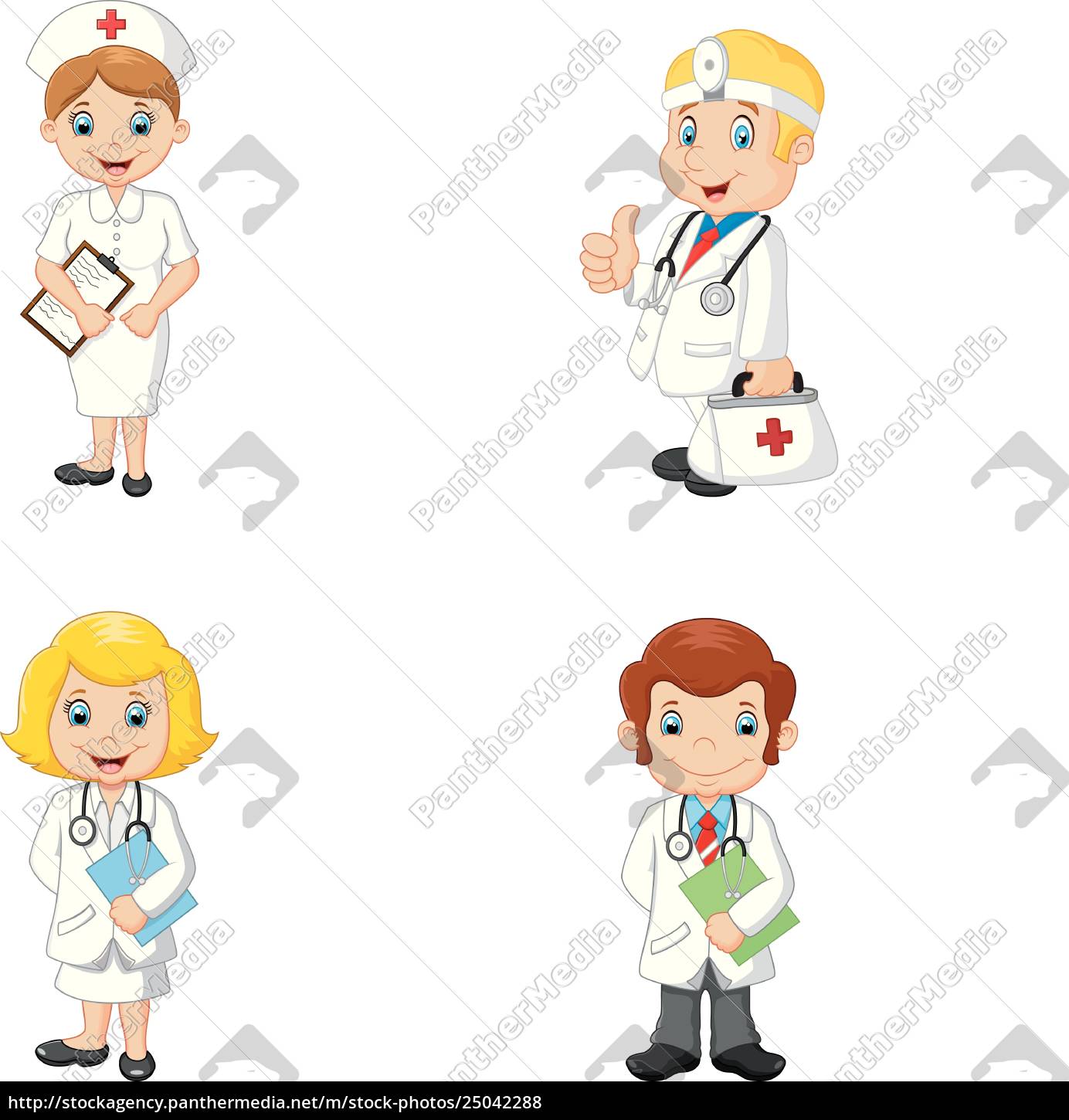 Desenho de grupo de médicos e enfermeiras