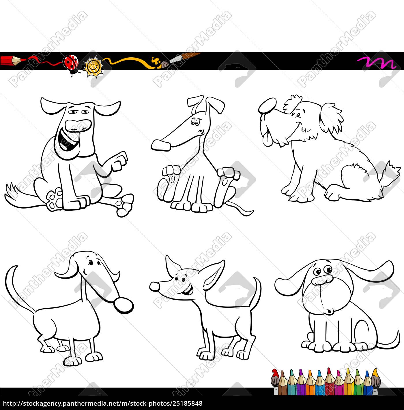 Desenhos animados kawaii cachorro página para colorir imagem vetorial de  izakowski© 27993369