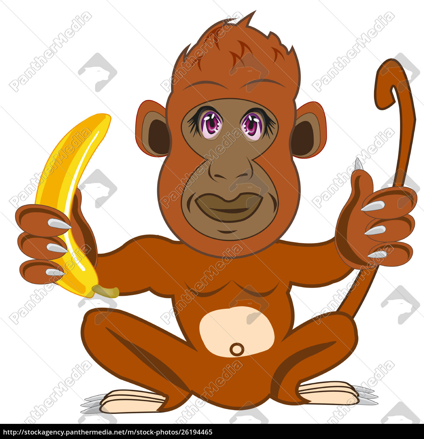 Macaco Engraçado De Desenho Animado Com Banana. Animal Tropical Fofo.  Ilustração do Vetor - Ilustração de selva, cartoon: 246993620