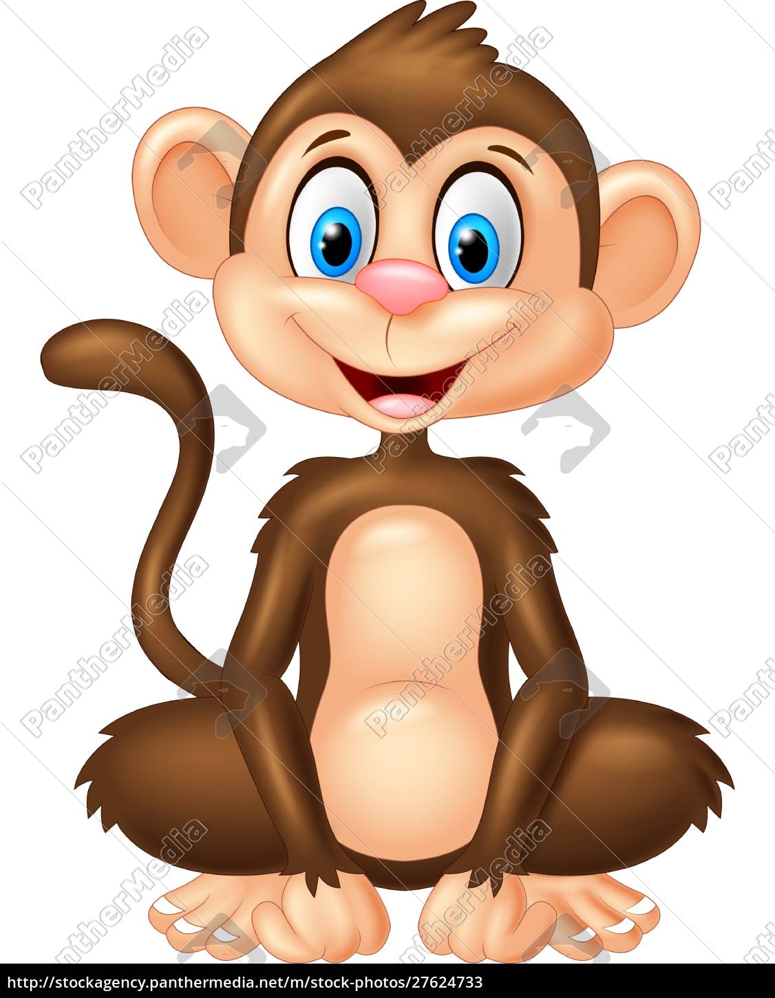 Macaco de desenho animado ou chimpanzé fotomural • fotomurais sessão,  sentar-se, sorridente