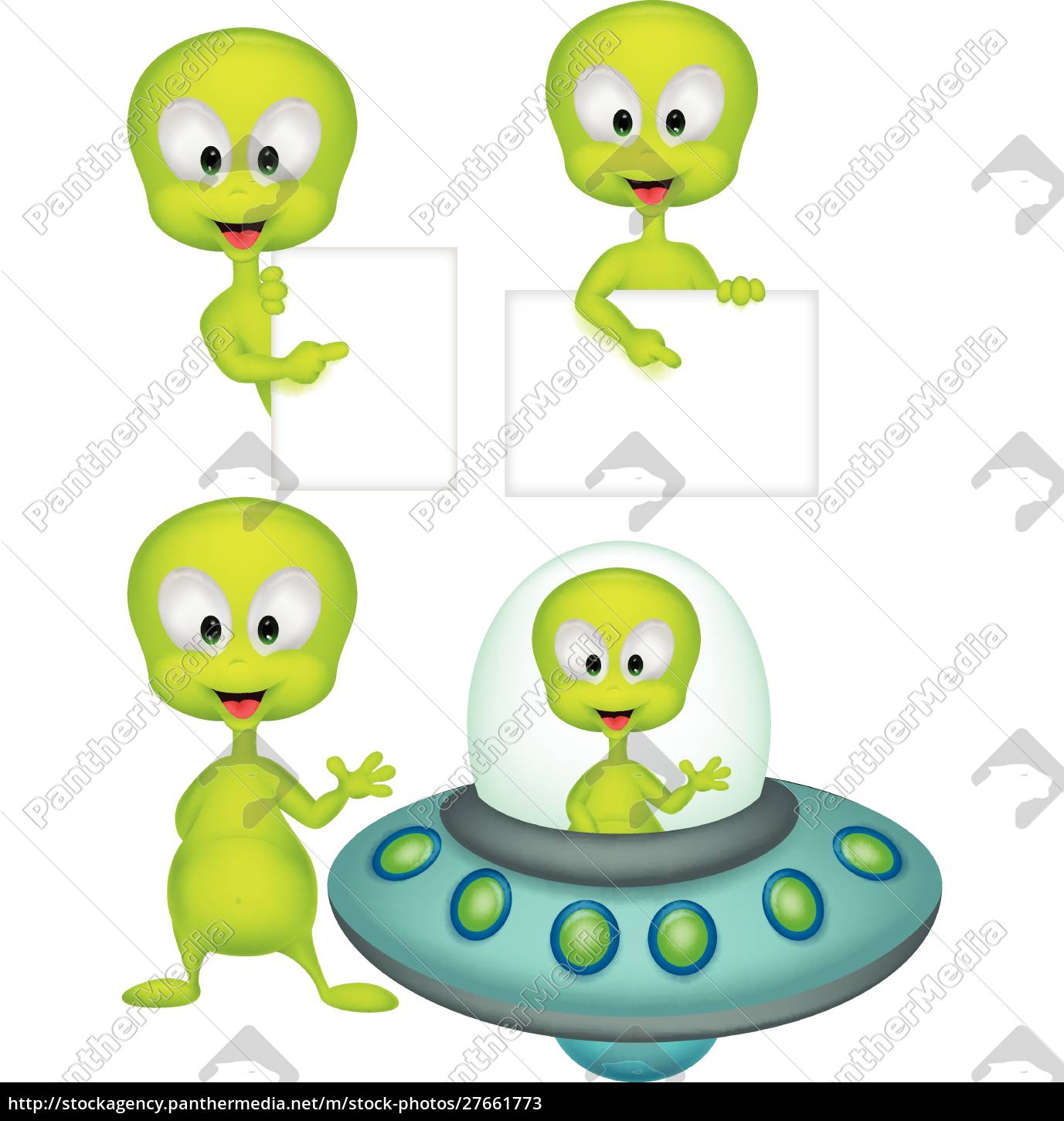 Desenho animado alienígena verde - Stockphoto #27653610