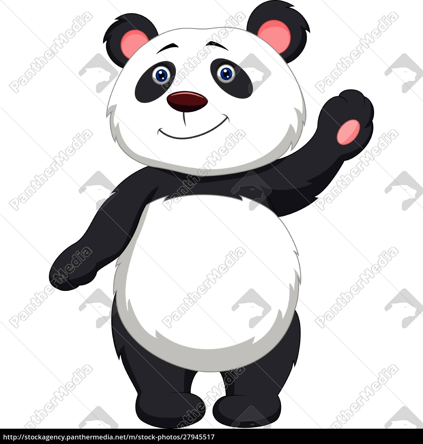 Desenho animado panda fofo acenando com a mão - Stockphoto #27718947