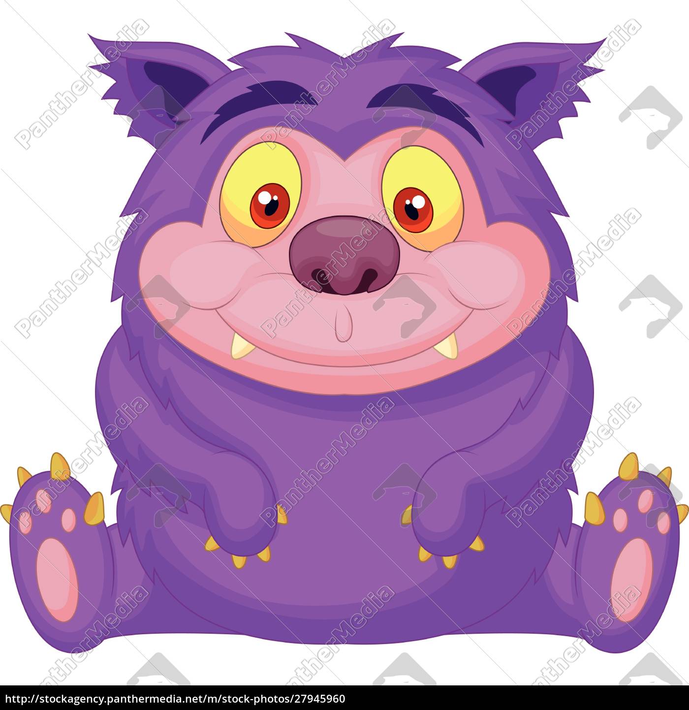 personagem monstro de desenho animado fantasia roxo - Stockphoto