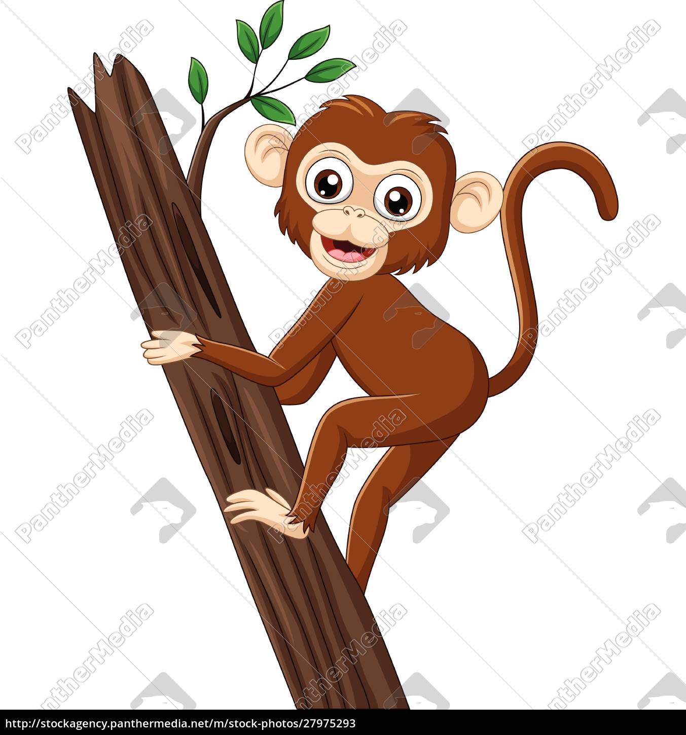 Ilustração Vetorial Desenho Animado Macaco Bonito Pendurado Galho