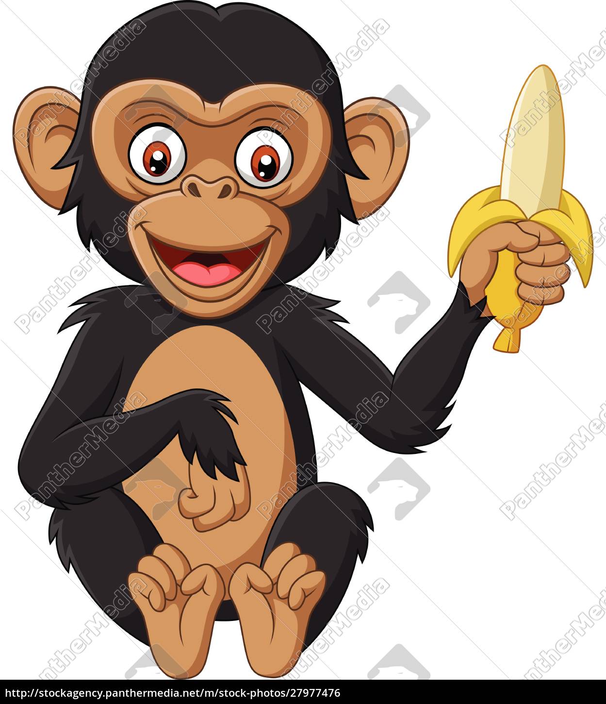 Bonito Bebê Macaco Desenho Animado Sentado Royalty Free SVG