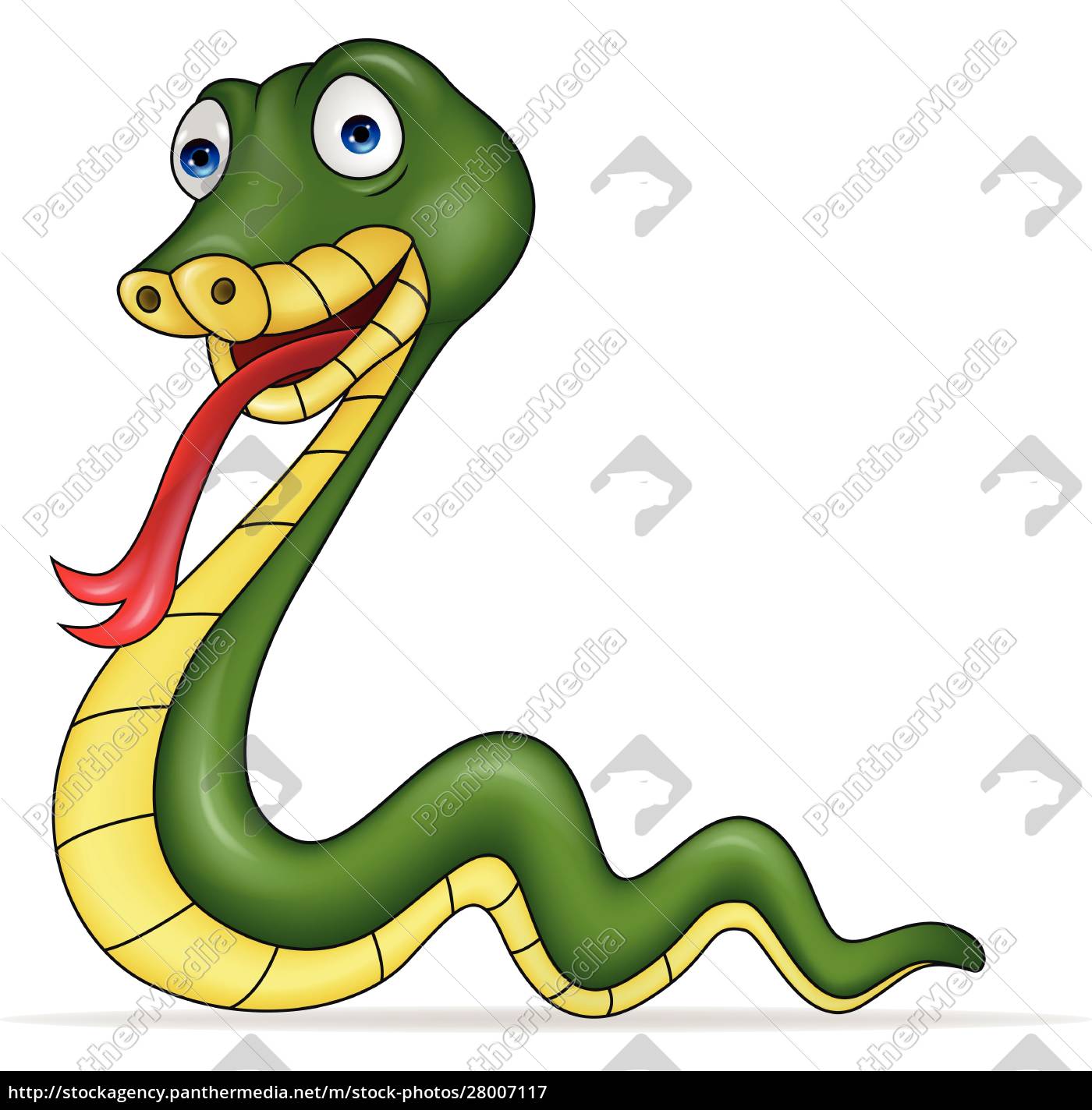 Cobra de desenho animado bonito em estilo simples infantil isolado