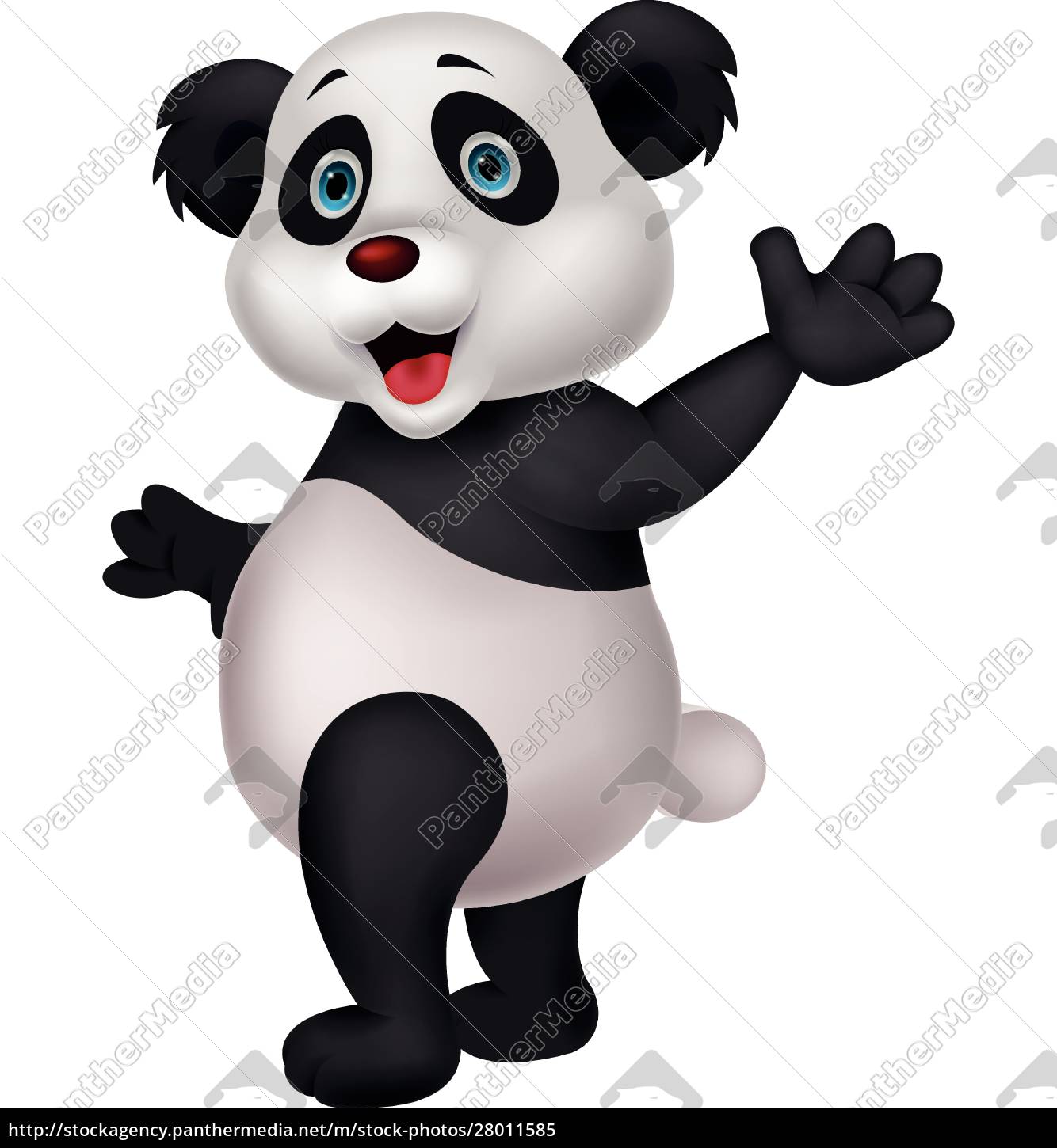 Desenho animado panda fofo acenando com a mão - Stockphoto #27718947