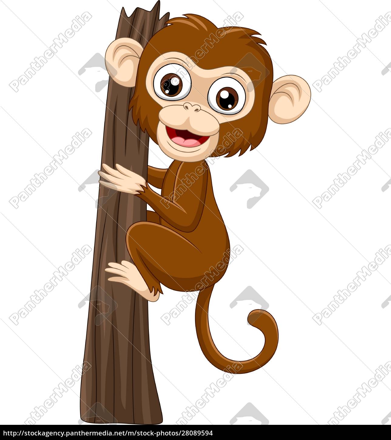 Ilustração Vetorial Desenho Animado Macaco Bonito Pendurado Galho