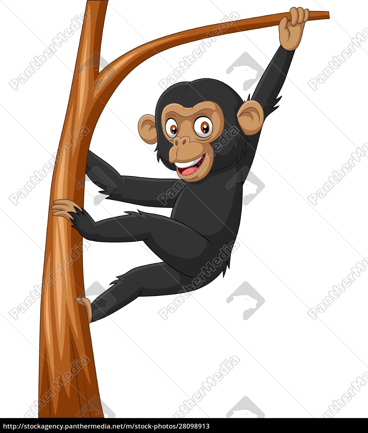 O macaco está pendurando a ilustração dos desenhos animados