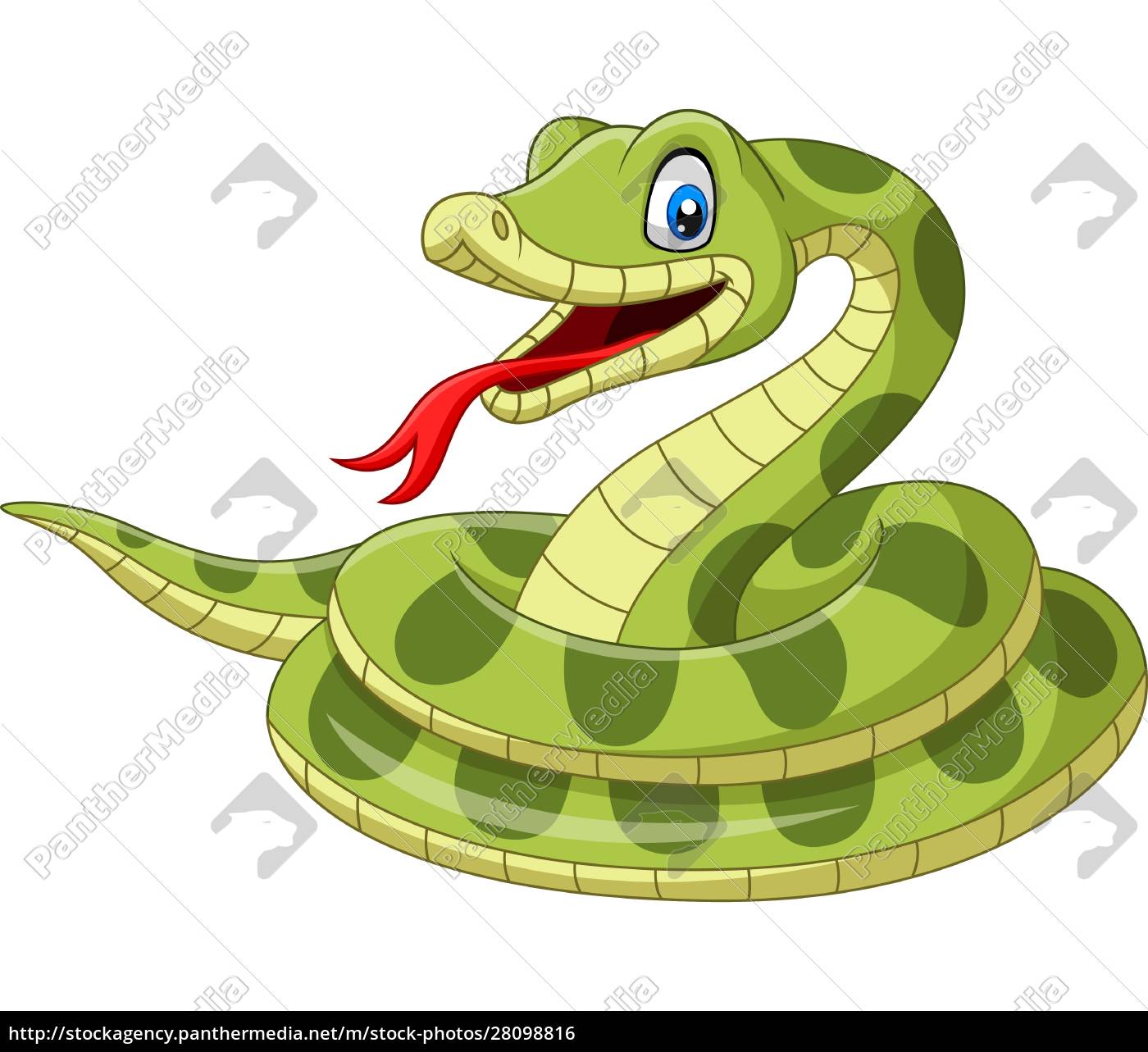 Ilustração de Desenhos animados de cobra verde bonito imagem