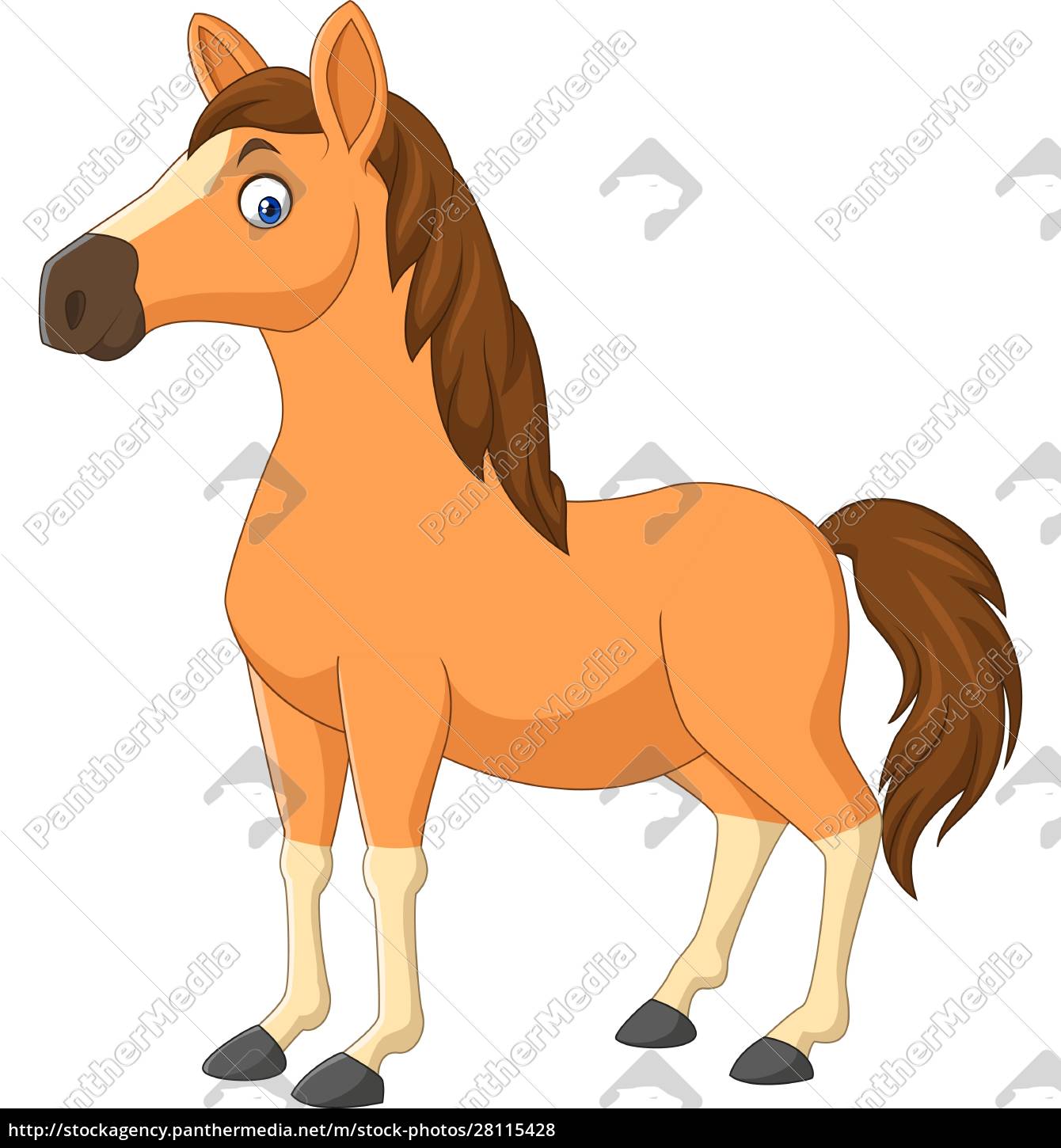 Cavalo marrom de desenho animado isolado em fundo - Stockphoto #28115428