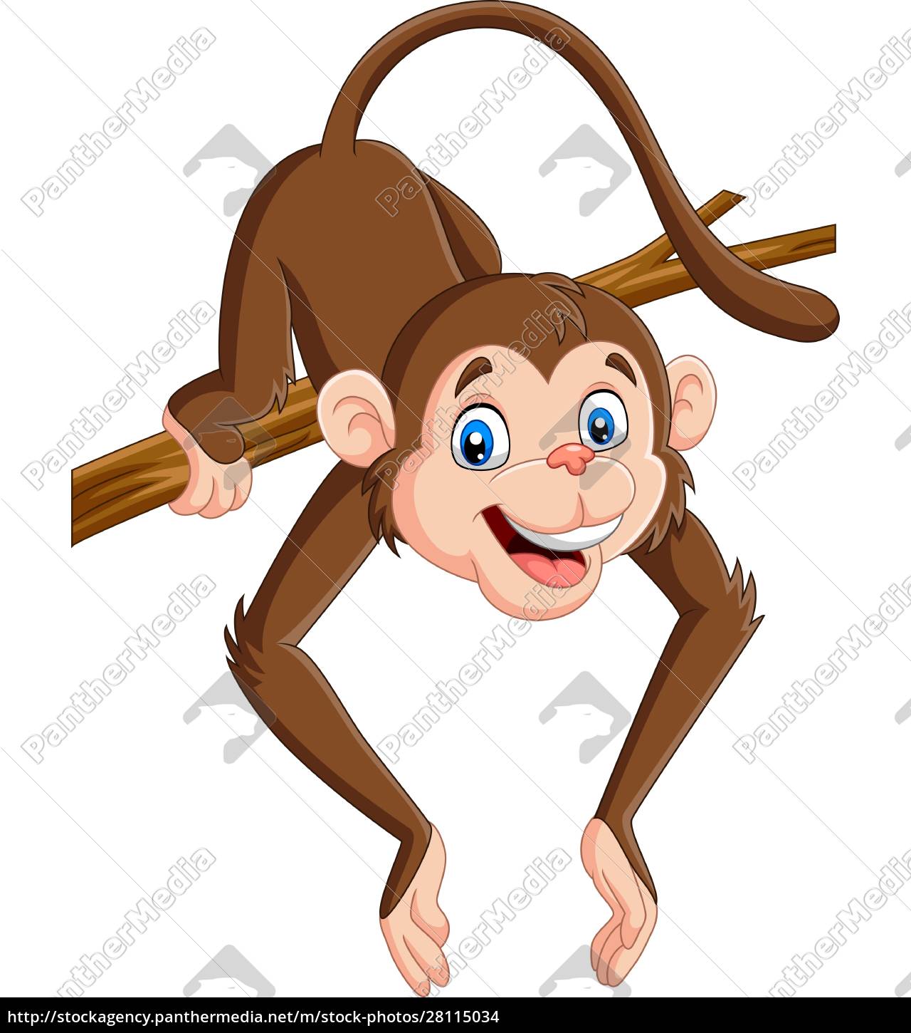 Bonito Bebê Macaco Desenho Animado Em Pé Royalty Free SVG