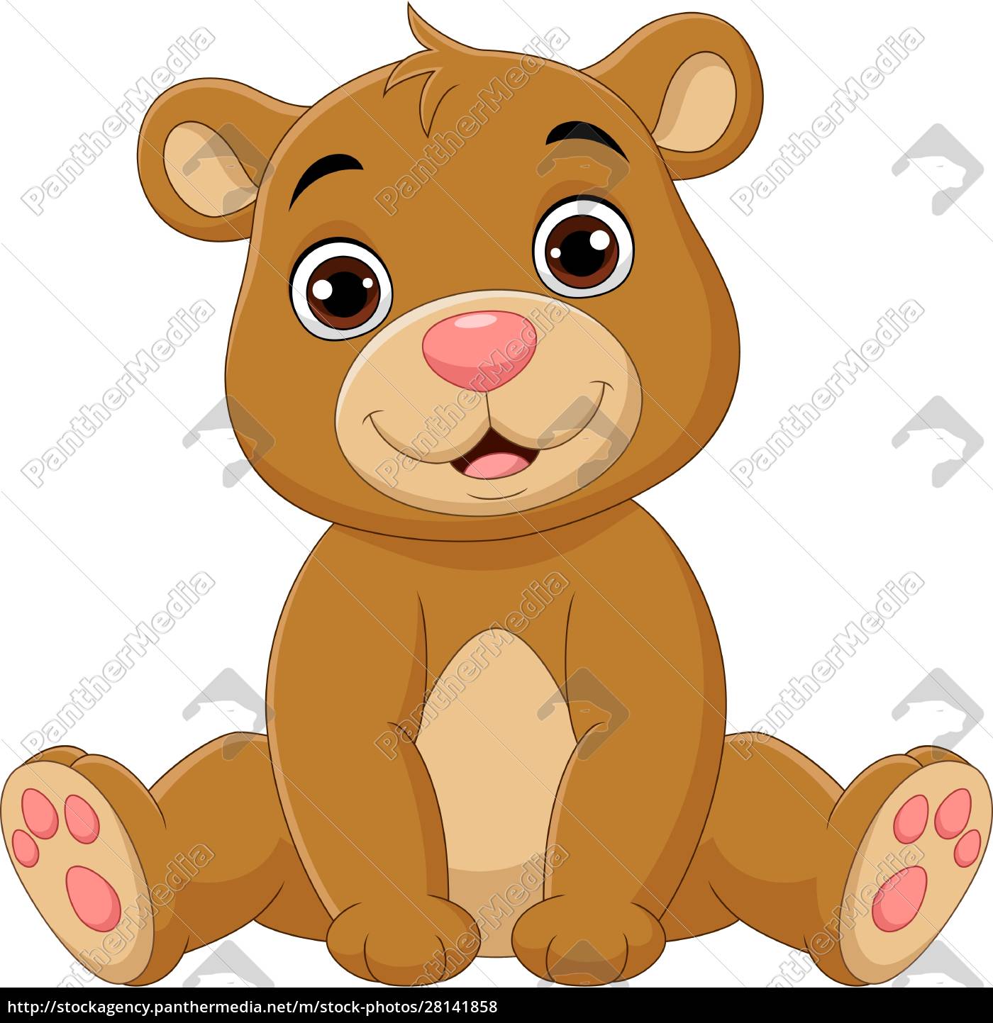 Feliz Bebê Marrom Urso Desenho Animado Sentado Royalty Free SVG