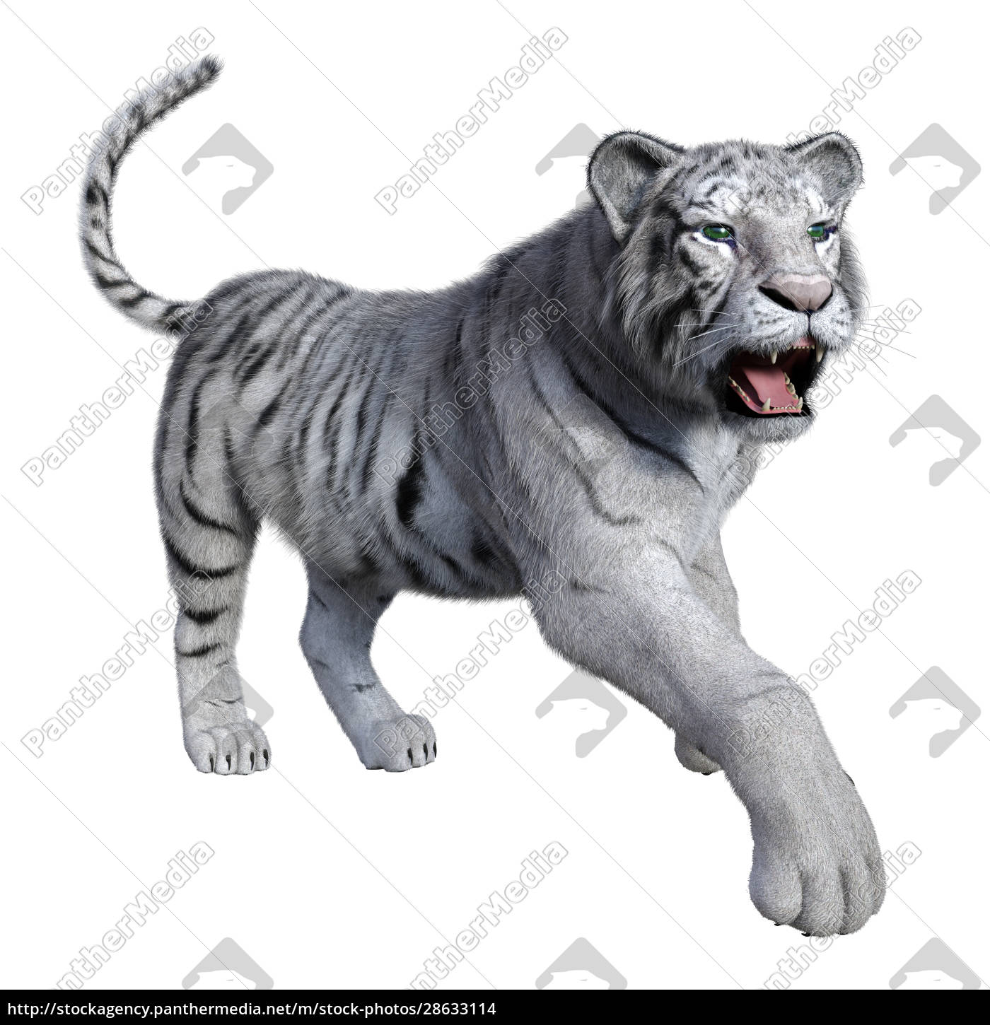 Foto de tigre branco renderizada em 3d