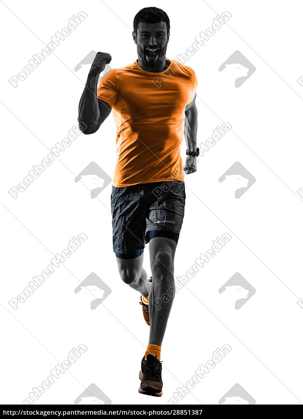 homem corredor correndo corredor correndo silhueta - Stockphoto