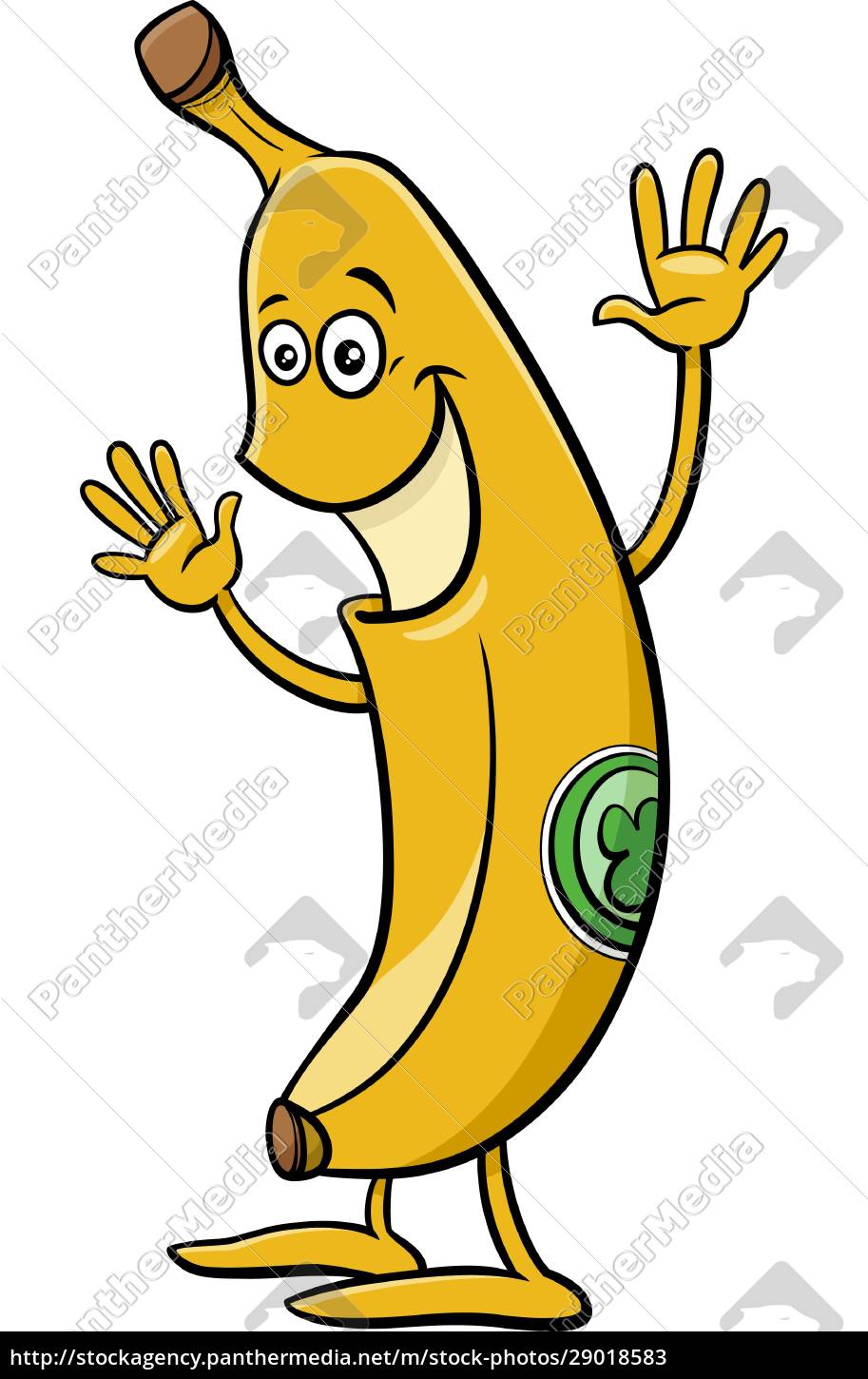 Personagem de desenho animado de banana feliz