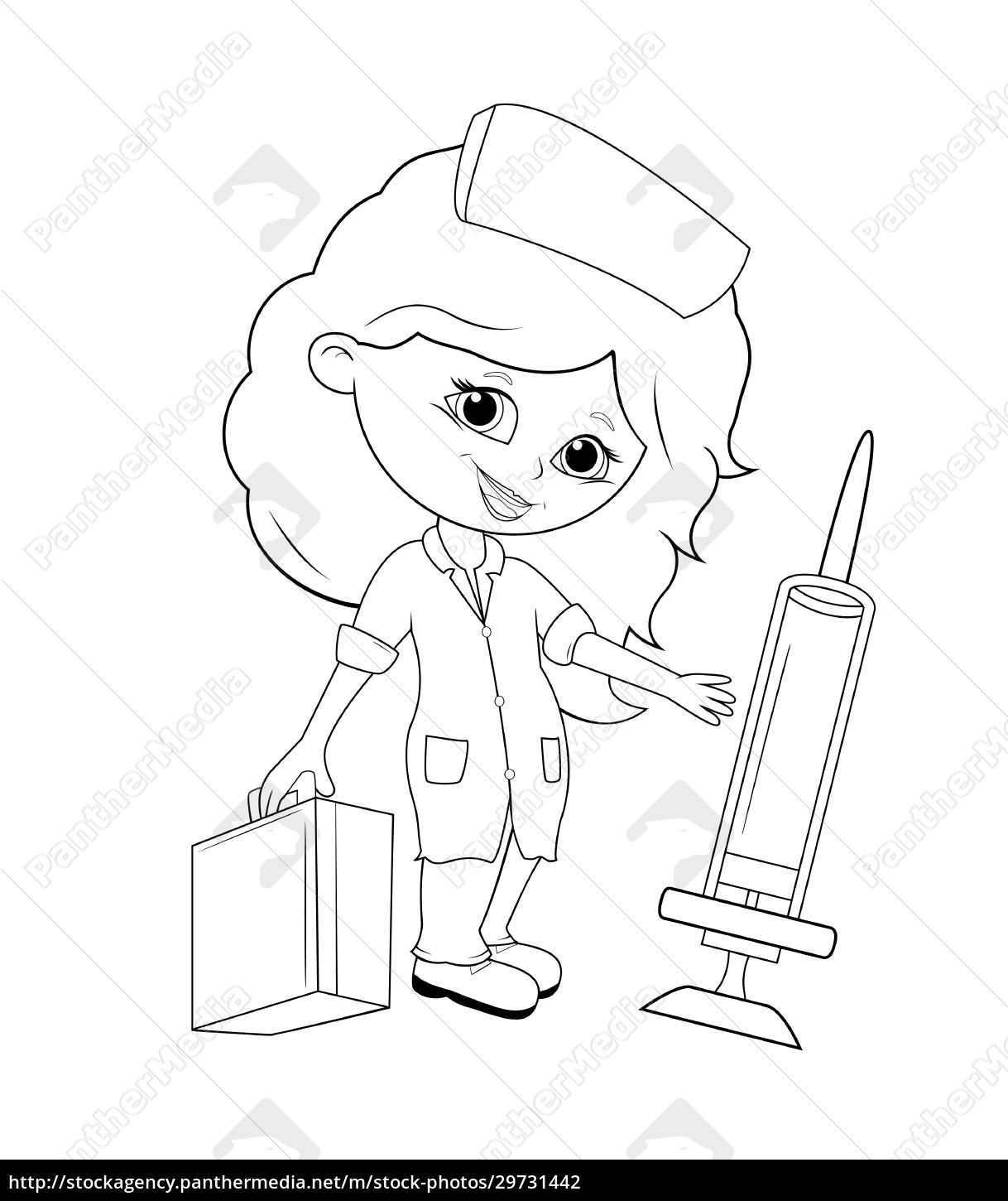 Menina médico colorir - Stockphoto #29731442