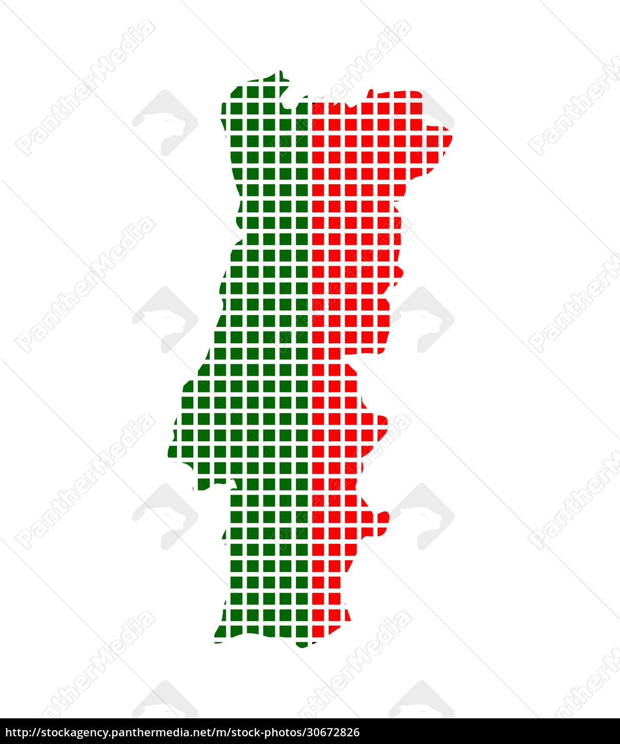 Bandeira no mapa de Portugal