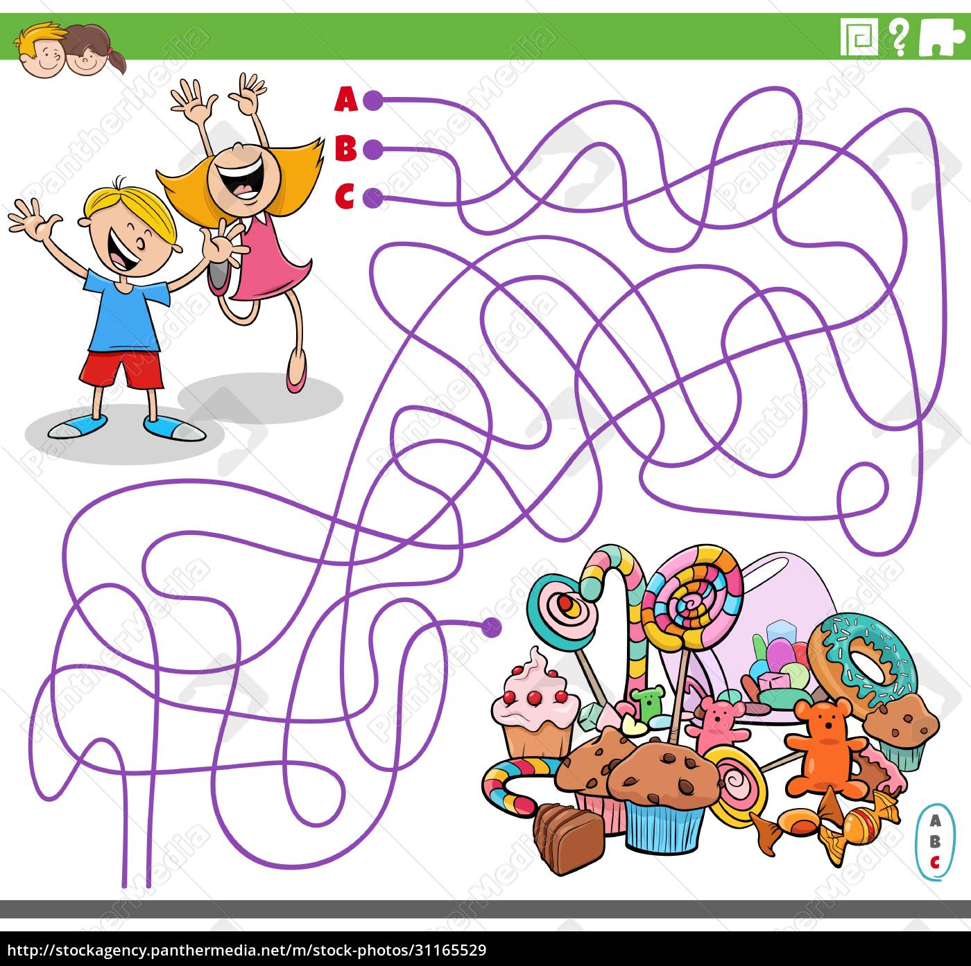 A Educação Do Jogo Do Labirinto Dos Desenhos Animados Para